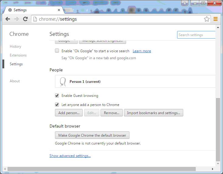 Google Chrome Advanced Settings