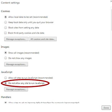 Google Chrome turn off scripting
